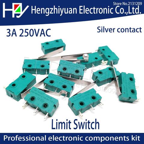 Hzy Mini  Micro Switch Roller Lever Arm SPDT Snap Action LOT 5A 250V KW4-OZ KW4A NC-NO-C With Pulley 3 Feet Stroke Limit Switch ► Photo 1/6