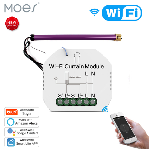 WiFi Mini Smart Curtain Switch Module Roller Blinds Shutter Motor Smart Life Tuya APP Remote Control Work with Alexa Google Home ► Photo 1/6