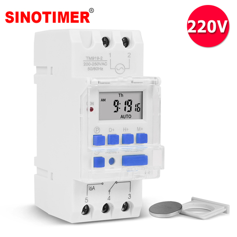 SINOTIMER Brand Electronic Weekly 7 Days Programmable Digital Time Switch Relay Timer Control AC 220V 230V 16A Din Rail Mount ► Photo 1/6
