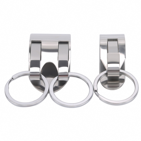 Stainless Steel Keychain Security Clip On Heavy Duty Belt Key Clip Belt Key Ring 2 Detachable Keyrings Belt Key Holder ► Photo 1/6