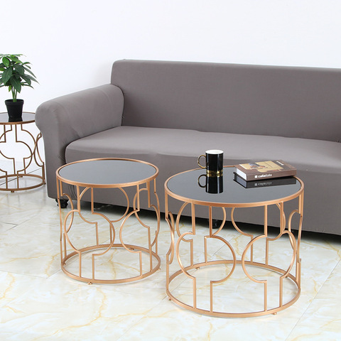 Creative Round Home Living, Round Glass Wrought Iron Coffee Table