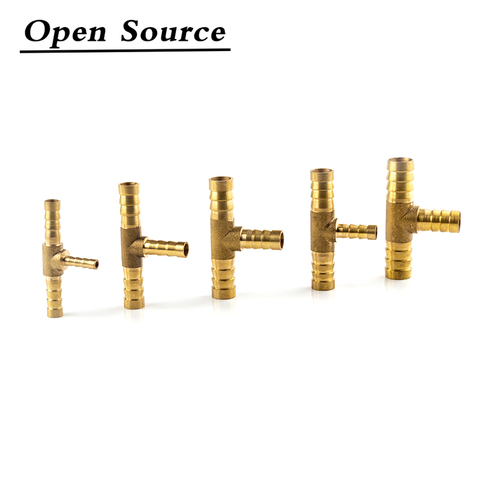 4 5 6 8 10 12 14 19 mm Brass Pneumatic Tower Barb Pipe Fittings T-type Tee Oil Water Gas Adapter ► Photo 1/6