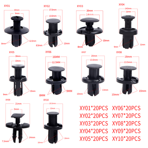 200PCS car clips Auto fasteners Black Plastic Vehicle Bumper Clips Retainer Rivet Door Panel Fender Liner For Honda Acura AUDI ► Photo 1/6