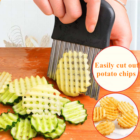 French Fries Cutter Stainless Steel+PP Potato Chips Making Peeler Cut Vegetable Kitchen Accessories Knives Fruit Tool Knife ► Photo 1/6