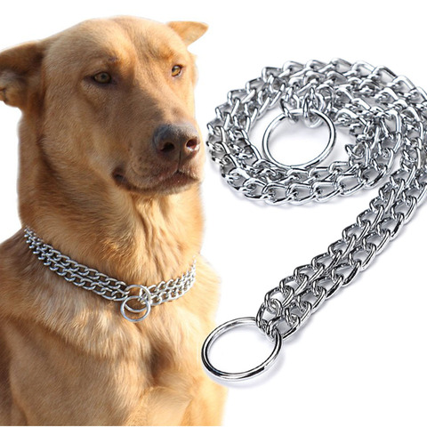 Slip P Chain Dog Choke Collar for Small Medium Large Dogs Heavy Duty Titan Training Collars 2 Row Chrome Adjustable Pet Collar ► Photo 1/6