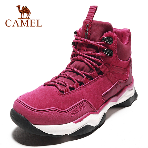 CAMEL Winter Women Hiking Shoes Climbing Trekking Boots Plush Outdoor Shoes Genuine Leather Damping Tactical Lace-up Boots Shoes ► Photo 1/6