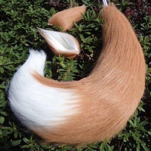 Anime Cosplay Props Fox Ears and Tail Set Spice and Wolf Holo Plush Long Fur Neko Ears Tail Party Halloween Costume Accessories ► Photo 1/6