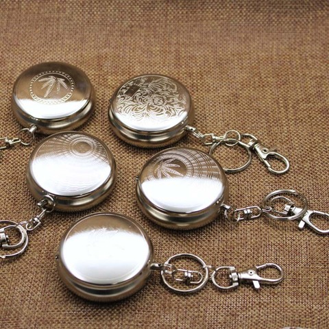 1Pcs  Mini Cigarette Ashtray with Key Chain Smoking Accessories Stainless Steel Portable Round Shaped Silver Cigarette Supplies ► Photo 1/6