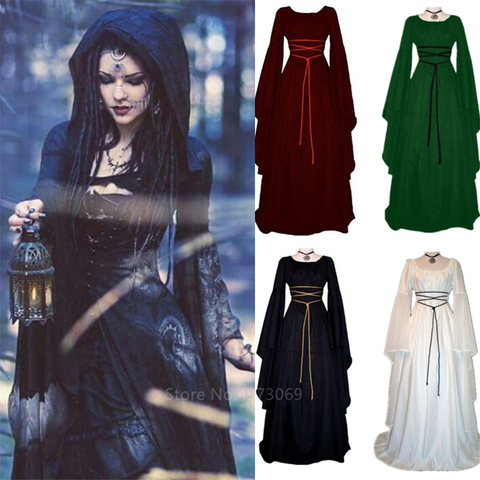 2022 New Medieval Witch Dress for Women Halloween Carnival Party Cosplay Performance Clothing Middle Ages Vampire Bride Costumes ► Photo 1/6