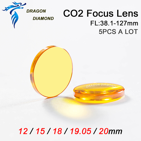 5pcs/lot CO2 Laser Focus Lens USA CVD ZnSe 12mm 15mm 18mm 19.05mm 20mm Dia 38.1-127mm For CO2 Laser Machine ► Photo 1/6