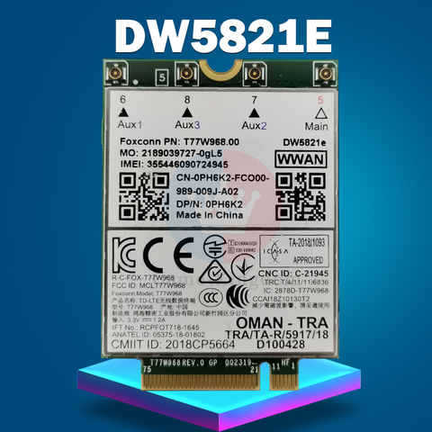 Foxconn DW5821e T77W968 LTE Cat16 M.2 4G module for Dell Latitude 7400 7400 2-in-1 5424 5420 Rugged 7424 Rugged Extreme ► Photo 1/2