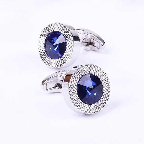 Blue Crystal Cone Cufflinks Men Classic Brand Blue Prismatic Cuff Button Designer High Quality Men's Shirt Taper Cuff Links ► Photo 1/6