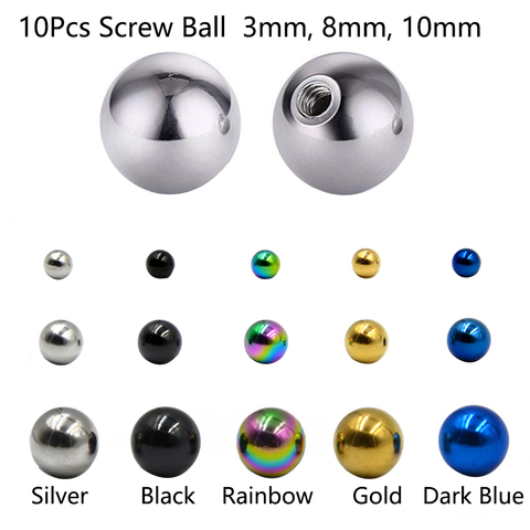 10 Pieces Mix Colors Stainless Steel Replacement Balls Body Jewelry Piercing Barbell Parts 16G 14G Ball Top Bead Accessory ► Photo 1/6
