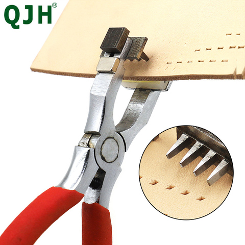 Leather Craft Punch Tool Handheld Silent Pliers Diamond Sewing Suture Chisel Scelzi Iron 4 mm Pitch 2/4 Teeth DIY Leather Craft ► Photo 1/6