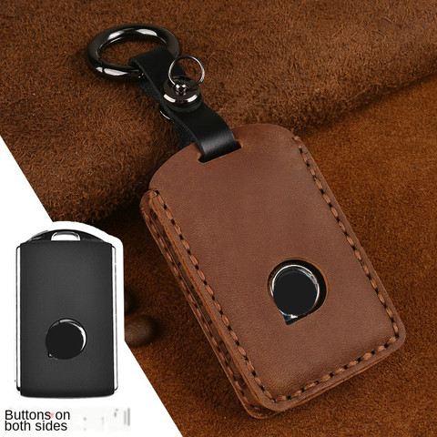 Leather Car Key Case For Volvo XC40 XC60 S90 XC90 2016-2022 V90 Keychain Bag Remote Fob Cover Protector Frame Accessories ► Photo 1/4