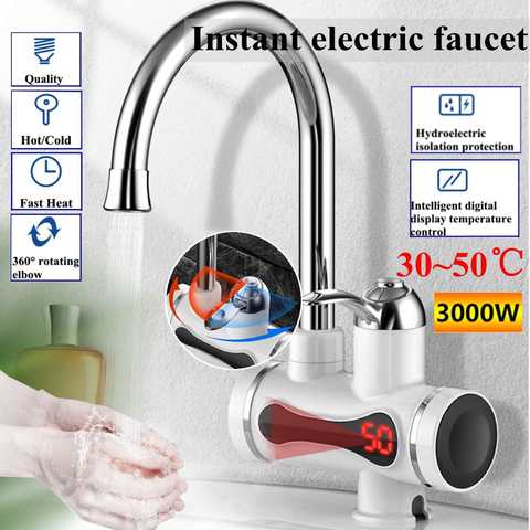 3000W Electric Tankless Instant Hot Water Heater Under Sink Tap Bathroom  Kitchen