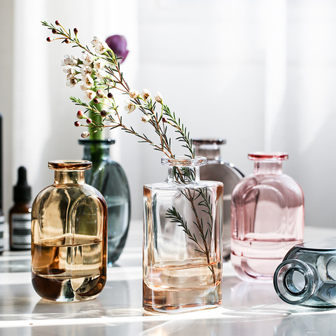Vase Glass Transparent Flower Vases For Homes Dry Flower Aromatherapy Desktop Living Room Decoration Accessories Home Nordic ► Photo 1/4