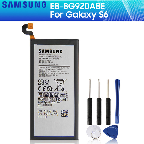 SAMSUNG Original Battery EB-BG920ABE EB-BG920ABA For Samsung GALAXY S6 G9200 G9208 G9209 SM-G920F G920I G920 G920V/T/F/A 2550mAh ► Photo 1/6