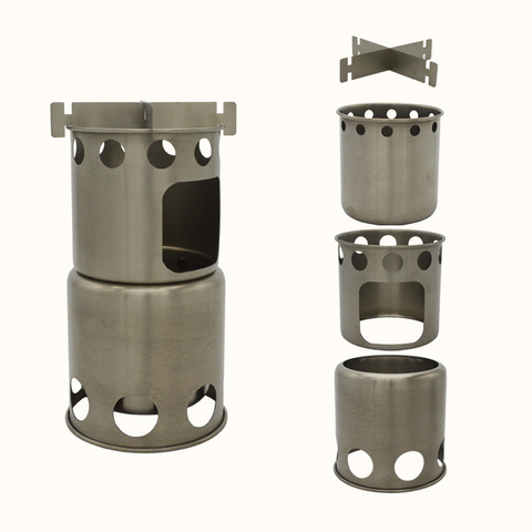 XC LOHAS Ultralight Titanium Wood Stove Camping Titanium Furnace Stove Backpacking Tourist Burner 143g/5.04oz Camping Equipment ► Photo 1/6