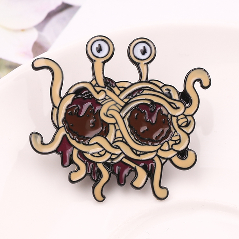 Flying Spaghetti Monster Brooch Cartoon Octopus Shape Noodles Brooches Women Lapel Pin Fashion Enamel Brooch Jewelry ► Photo 1/6