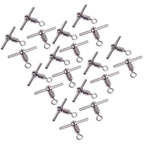 20Pcs T-shape Fishing Swivel Fish Barrel Cross-line Brass Head Fishing Tackle ► Photo 1/6