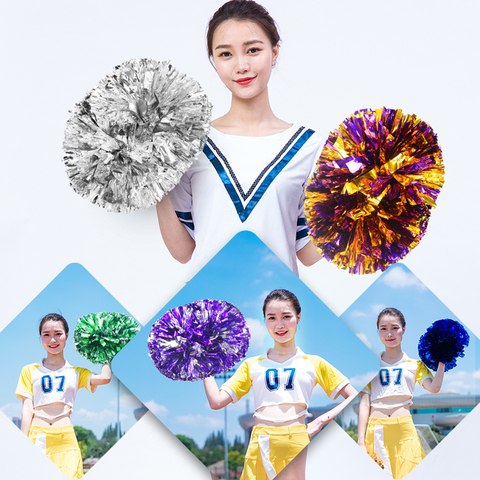 1pc Metallic Streamer Pompons Cheerleader Pom Pom Handle Pompoms Ball  Cheering Dance Party Sports Match Accessories - Pom Poms - AliExpress
