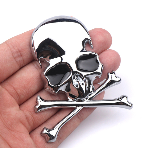 7.2x6CM 3D Metal Skull Skeleton Crossbones Car Motorcycle Sticker Truck Label Emblem Badge Car Styling Decoration Accessories ► Photo 1/5