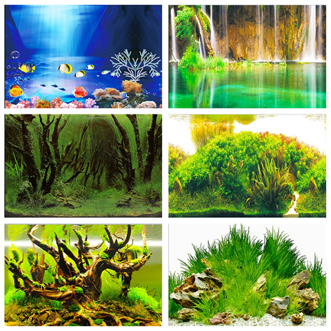 PVC Double Side Aquarium Background Poster Decoration Fish Tank Wall Lanscaping Decorative Background Poster 30/40/50cm(Height) ► Photo 1/6