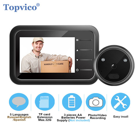 Topvico Video Peephole Doorbell Camera Video-eye Auto Record Electronic Ring Night View Digital Door Viewer Entry Home Security ► Photo 1/6