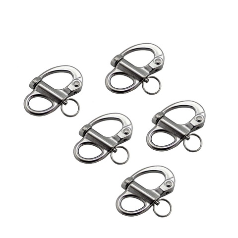 5PCS 316 Stainless Steel Quicke Release Fixed Bail Snap Shackle With Ring 35mm 52mm 69mm 96mm For Rigging Sailing Marine Boat ► Photo 1/6