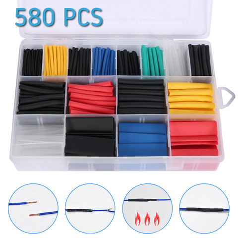 270/280/328/530/560/580pcs Set Assorted Heat Shrink Tubing 2 : 1 Polyolefin Cable Sleeve Wrap Wire Set Insulated Shrinkable Tube ► Photo 1/6