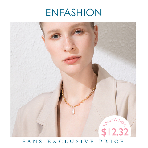 ENFASHION Boho Conch Chain Necklace Women Gold Color Statement Natural Mother Of Pearl Necklaces Stainless Steel Jewelry P193025 ► Photo 1/6