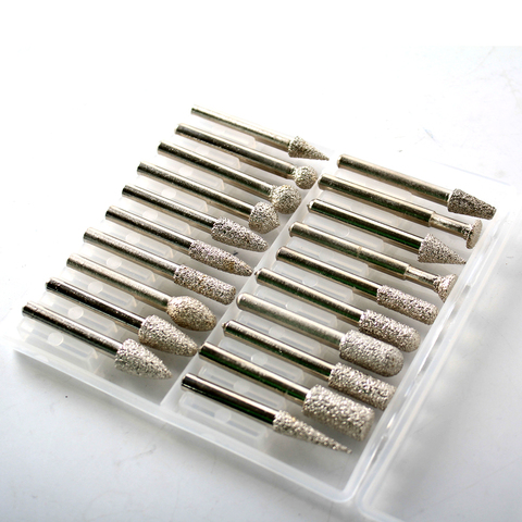 Raizi 20 Pcs Diamond Burrs Dril Bits Set with 1/4