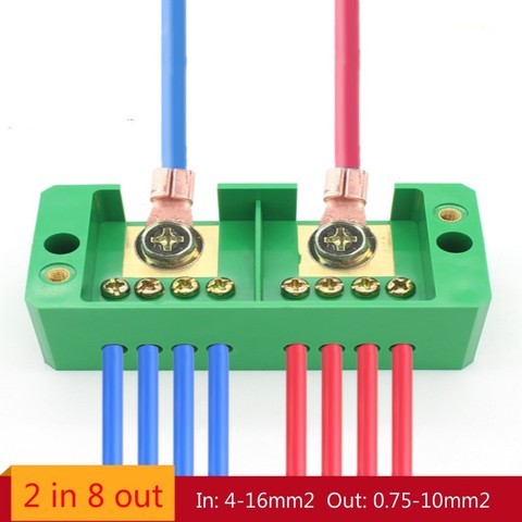 2-in-8-out Terminal Wiring Connector Household Installation 220V Single-phase Zero-fire Shunt Terminal Block Box ► Photo 1/3