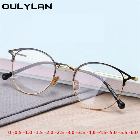 Oulylan -1 -1.5 -2 -2.5 -3 -3.5 -4 Finished Myopia Glasses Men Women Round Cat Eye Nearsighted Eyeglasses Student Prescription ► Photo 1/6