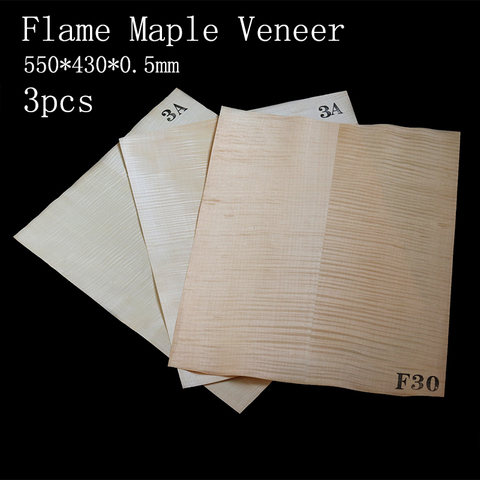 3 pieces Flame Maple Electric Guitar Veneer Guitar Body Veneer Guitar Parts High Quality550*440*0.5mm ► Photo 1/6