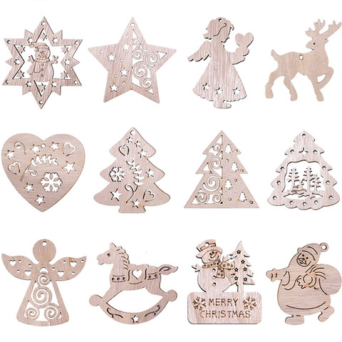 5Pcs Vintage Christmas Wooden Pendants Ornaments DIY Wood Crafts Xmas Tree Ornaments Christmas Party Decorations Kids Gift ► Photo 1/6