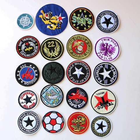 Fashion Round Patch Football Stars Compass Icon Embroidered Applique Patches For kawaii clothes DIY Iron on Badges on a Backpack ► Photo 1/6