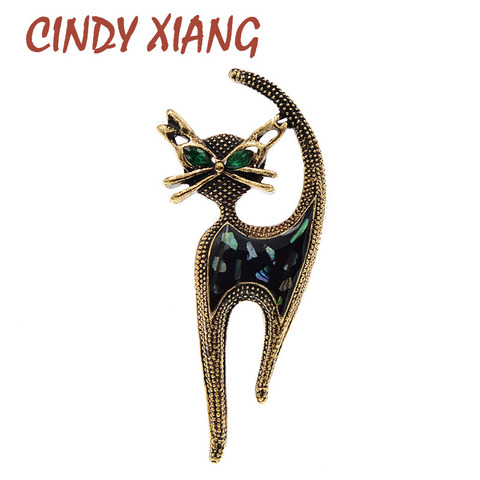 CINDY XIANG New Arrival Shell Material Vintage Cat Brooches For Women Kitty Pin 2 Colors Available Animal Fashion Accessories ► Photo 1/6