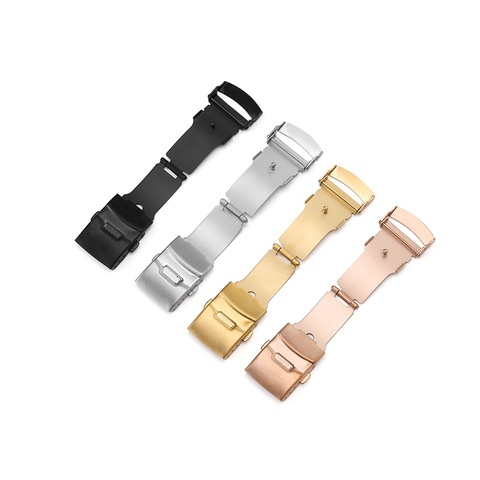 Stainless Steel Solid Double Push Button Fold Watch Buckle Butterfly Deployment Clasp Watch Strap 16mm 18mm 20mm 22mm ► Photo 1/6