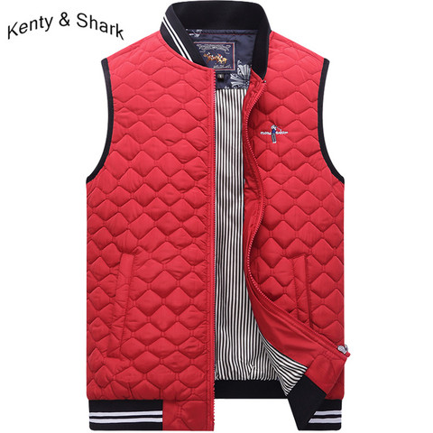 Red Blue Black Cotton-padded Vest Men Kenty Shark Brand Jacket Sleeveless Keep Warm Parka Coat Casual Waistcoat 4XL Men's Vest ► Photo 1/6