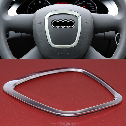 JEAZEA Steering Wheel Center Logo Ring Cover Emblem Badge Frame Replacement Sticker Styling Fit For Audi A3 A4 A6 A8 Q3 Q5 Q7 ► Photo 1/5