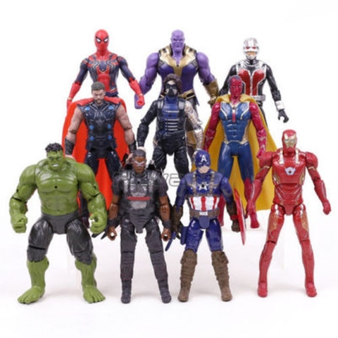 16cm Marvel Avengers Action Figure Toys Captain America Thanos Spiderman  Hulk Iron Man Thor Super Hero