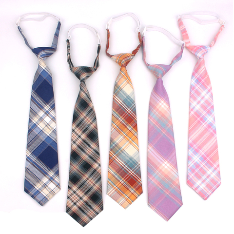 Skinny Ties For Men Women Casual Plaid Necktie Suits Boys Girls Ties Slim Men Necktie Gravatas Simple Lazy person Student Tie ► Photo 1/6