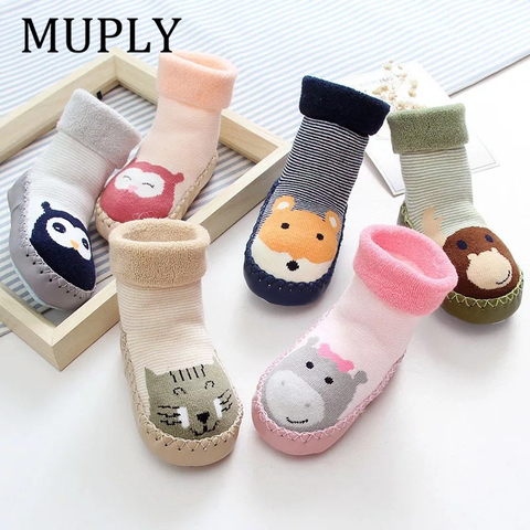 Infant Socks For Baby Warm Booties Sock With Rubber Soles For Newborn Toddler Baby Girl Boy Socks Kids Winter Sock Terry Sliper ► Photo 1/6