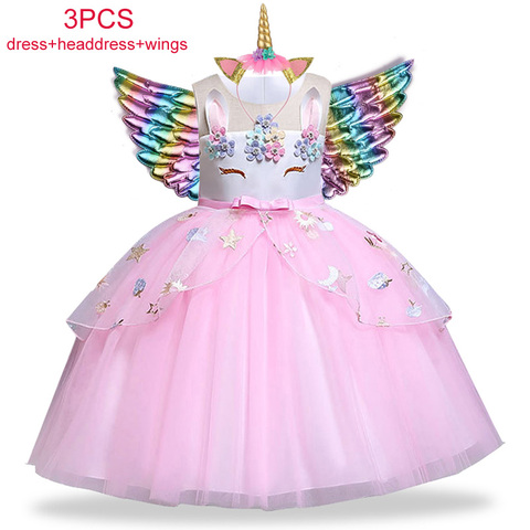 Christmas Unicorn Dress Easter Princess Dress Kids Dresses For Girls Costume Children Birthday Dress Wedding Dress Vestidos 2-10 ► Photo 1/5