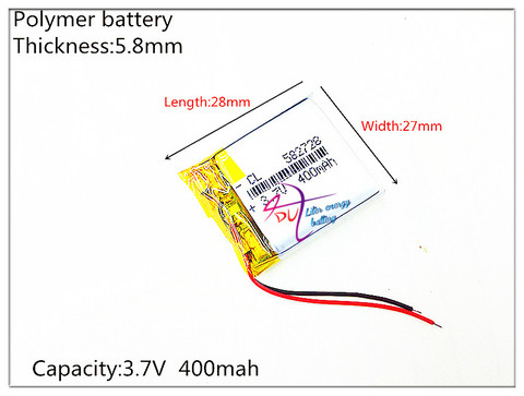 582728 3.7V 400mAh Rechargeable li-Polymer Li-ion Battery For Q50 G700S K92 G36 Y3 Children's smart watches mp3 582828 602828 ► Photo 1/1