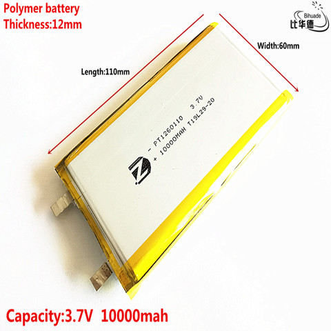 2022 Pure batteries Good Qulity 3.7V,10000mAH,1260110 Polymer lithium ion / Li-ion battery for TOY,POWER BANK,GPS, ► Photo 1/4