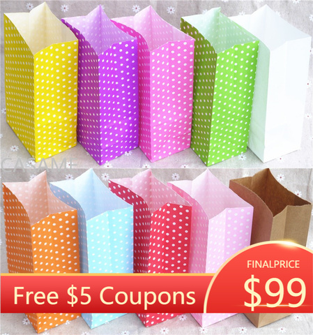 mini paper bag Stand up Colorful Polka Dot Bags 18x9x6cm Favor Open Top Gift Packing paper Treat gift Bag ► Photo 1/5