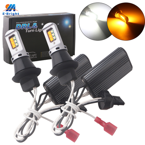 1Set DRL Running Turn Signals 3535 12SMD P21W PY21W BAU15S P27W W21W 7440 LED Canbus Dual Color White Amber Auto Bulbs No Error ► Photo 1/6